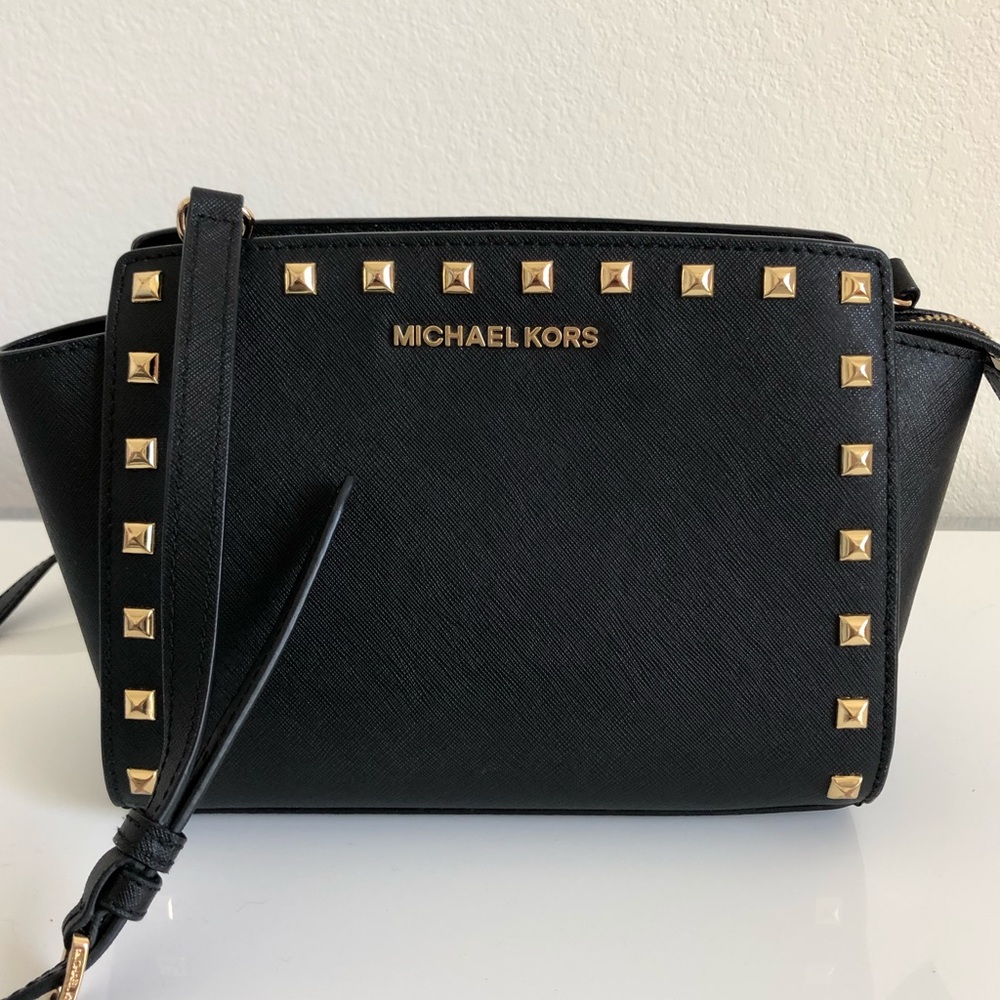 Black studded Michael Kors Crossbody. Like New.